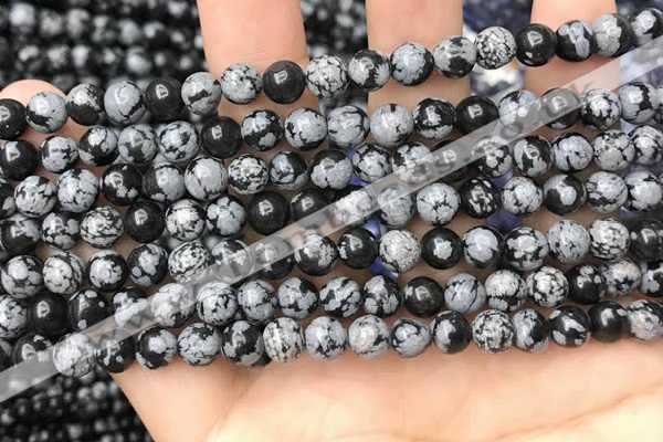 COB759 15.5 inches 6mm round snowflake obsidian beads wholesale