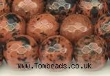 COB776 15 inches 8mm faceted round mahogany obsidian beads