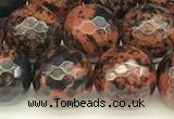 COB777 15 inches 10mm faceted round mahogany obsidian beads