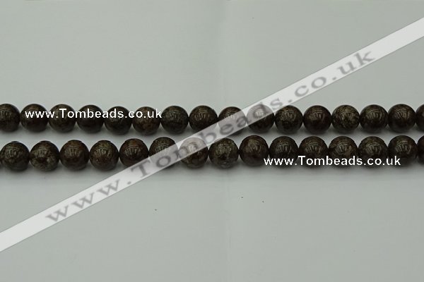 COB803 15.5 inches 10mm round red snowflake obsidian beads