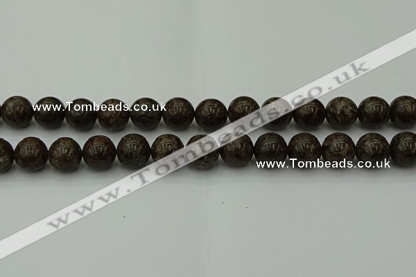 COB805 15.5 inches 14mm round red snowflake obsidian beads