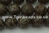 COB814 15.5 inches 12mm faceted round red snowflake obsidian beads