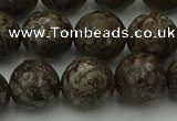 COB815 15.5 inches 14mm faceted round red snowflake obsidian beads