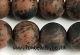 COB824 15 inches 12mm round matte mahogany obsidian beads