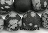COB829 15 inches 12mm round matte snowflake obsidian beads