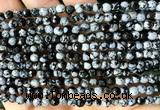 COB870 15 inches 4mm faceted round snowflake obsidian beads wholesale