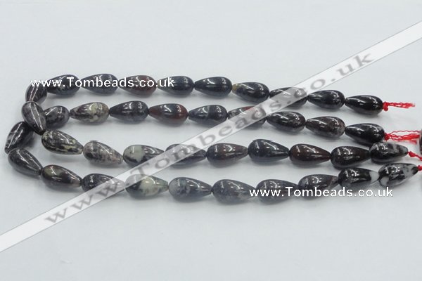 COJ08 15.5 inches 10*20mm teardrop blood jasper gemstone beads