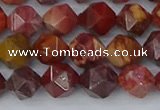 COJ1002 15.5 inches 8mm faceted nuggets red porcelain jasper beads