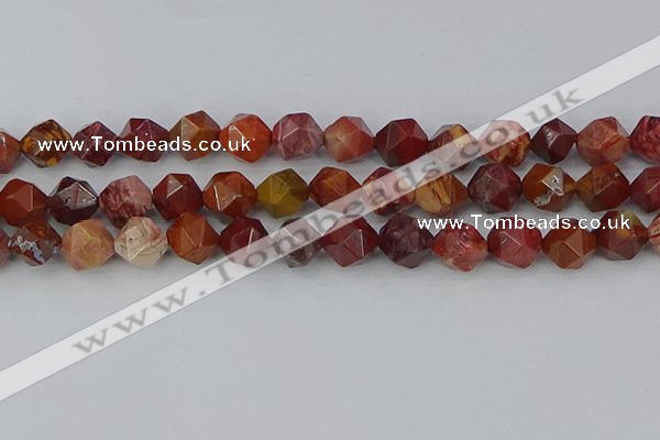 COJ1004 15.5 inches 12mm faceted nuggets red porcelain jasper beads