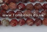 COJ1006 15.5 inches 6mm faceted nuggets pomegranate jasper beads