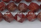 COJ1008 15.5 inches 10mm faceted nuggets pomegranate jasper beads