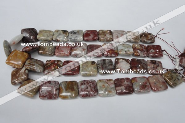 COJ216 15.5 inches 20*20mm square blood stone beads wholesale