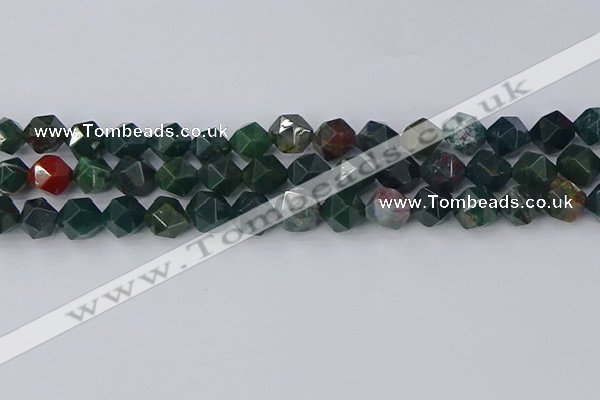 COJ322 15.5 inches 10mm faceted nuggets Indian bloodstone beads