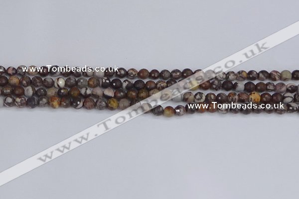 COJ360 15.5 inches 4mm faceted round outback jasper beads