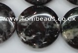 COJ37 15.5 inches 30mm flat round blood jasper gemstone beads