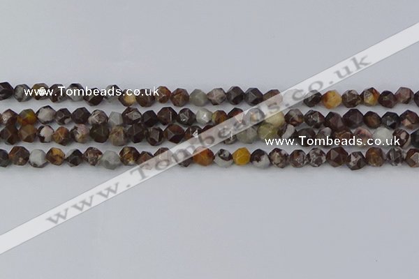 COJ371 15.5 inches 6mm faceted nuggets outback jasper beads