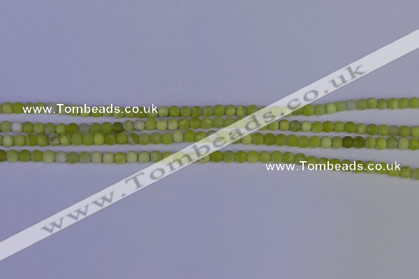 COJ400 15.5 inches 4mm round matte olive jade beads wholesale