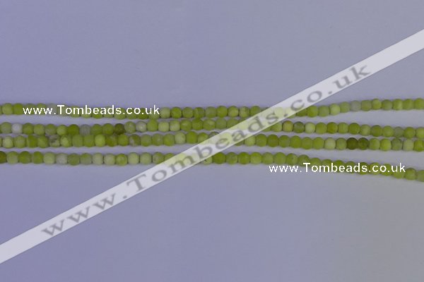 COJ400 15.5 inches 4mm round matte olive jade beads wholesale