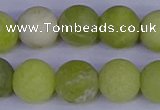 COJ405 15.5 inches 14mm round matte olive jade beads wholesale