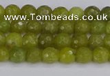 COJ408 15.5 inches 4mm faceted round olive jade beads