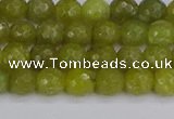 COJ409 15.5 inches 6mm faceted round olive jade beads