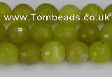 COJ410 15.5 inches 8mm faceted round olive jade beads