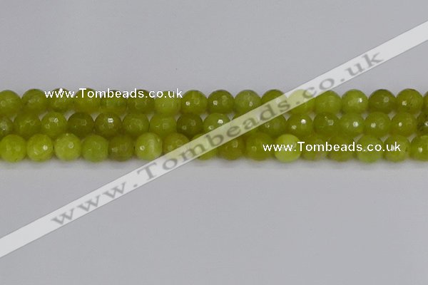 COJ411 15.5 inches 10mm faceted round olive jade beads