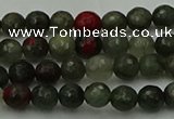 COJ460 15.5 inches 4mm faceted round blood jasper beads wholesale