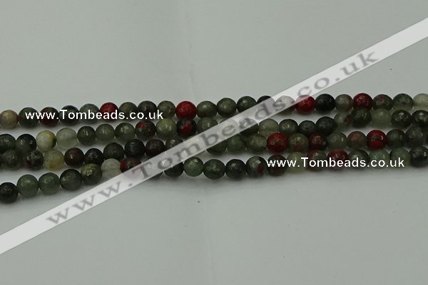 COJ461 15.5 inches 6mm faceted round blood jasper beads wholesale