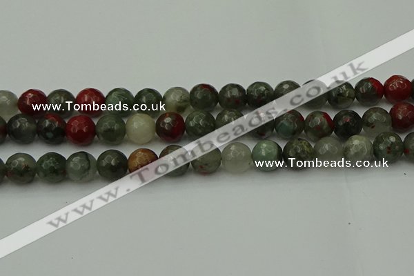 COJ465 15.5 inches 14mm faceted round blood jasper beads wholesale