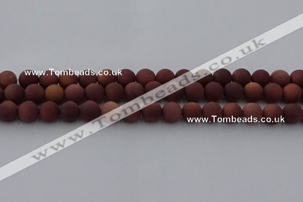 COJ473 15.5 inches 10mm round matte African blood jasper beads