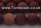 COJ474 15.5 inches 12mm round matte African blood jasper beads