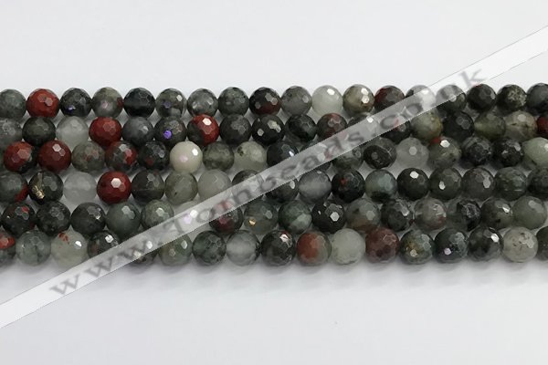 COJ485 15.5 inches 8mm faceted round blood jasper beads wholesale