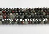 COJ486 15.5 inches 10mm faceted round blood jasper beads wholesale