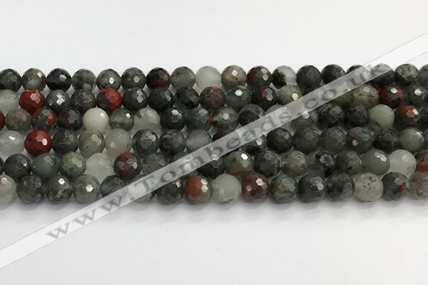 COJ486 15.5 inches 10mm faceted round blood jasper beads wholesale