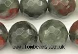 COJ497 15 inches 10mm faceted round blood jasper beads