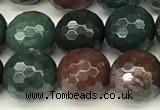 COJ501 15 inches 8mm faceted round Indian bloodstone jasper beads