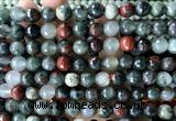 COJ507 15 inches 8mm faceted round blood jasper beads wholesale