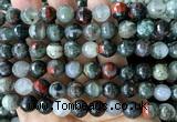 COJ508 15 inches 10mm faceted round blood jasper beads wholesale