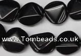 CON100 15.5 inches 16mm cut coin black onyx gemstone beads