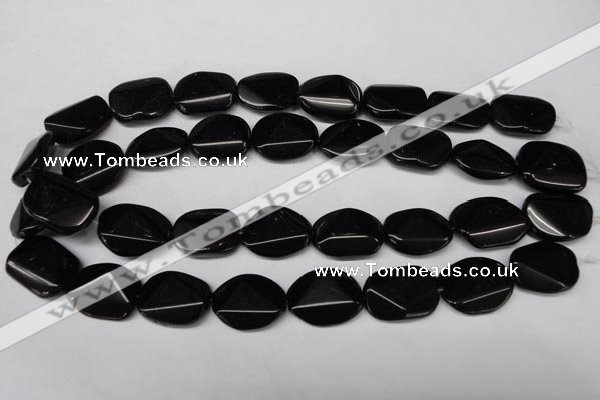 CON106 15.5 inches 18*25mm cut oval black onyx gemstone beads