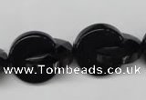 CON115 15.5 inches 18mm curved moon black onyx gemstone beads