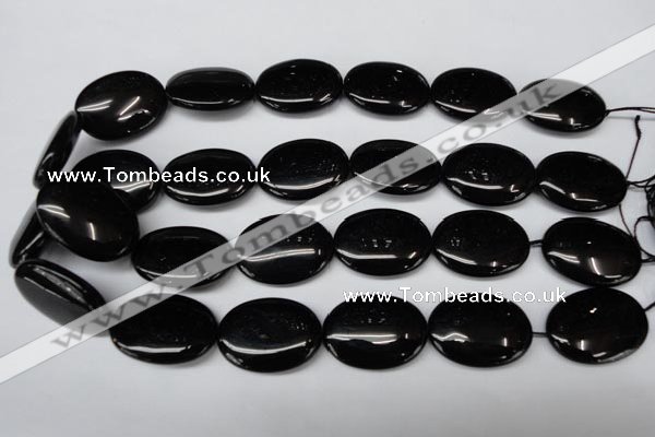 CON37 15.5 inches 22*30mm oval black onyx gemstone beads