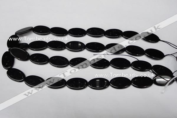 CON38 15.5 inches 14*24mm oval black onyx gemstone beads