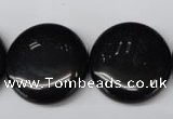 CON47 15.5 inches 25mm flat round black onyx gemstone beads