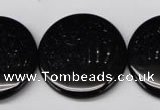 CON48 15.5 inches 28mm flat round black onyx gemstone beads