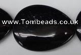 CON55 15.5 inches 30*40mm flat teardrop black onyx gemstone beads