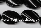 CON58 15.5 inches 18*25mm twisted oval black onyx gemstone beads