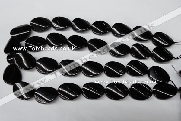 CON58 15.5 inches 18*25mm twisted oval black onyx gemstone beads