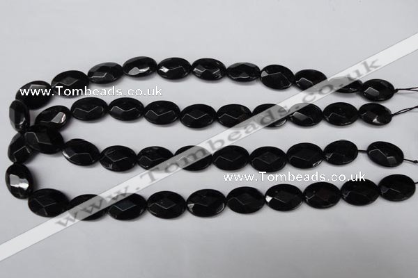 CON65 15.5 inches 13*18mm faceted oval black onyx gemstone beads